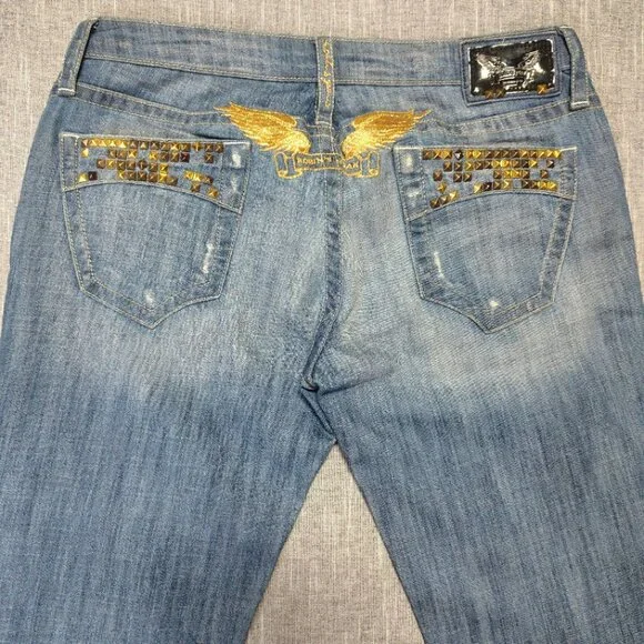 Robin's Jean Blue Straight Leg Jeans with Gold Accents - Picture 8 of 15